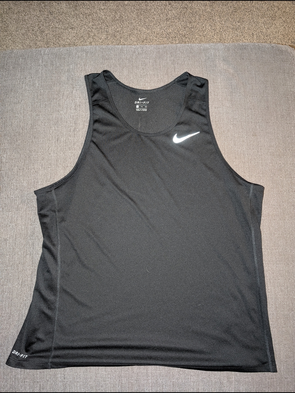 Nike Men's Black Dri-FIT Tank Top with White Swoosh